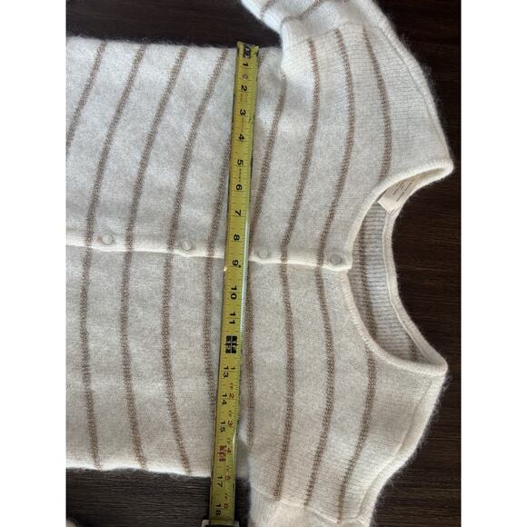 Sezane Sweater Gaspard Cardigan Super Kid Mohair Ivory Gold Stripe xs - Picture 6 of 9
